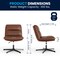 Merrick Lane Biel Mid-Back Height-Adjustable Stationary Armless Swivel Office Chair - Padded Upholstered Wide Back and Seat, Strong Frame